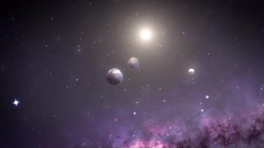 Yıldızlı derin uzay nebulası. Parlak ve canlı, çok renkli Starfield Sonsuz uzay arka planı nebula ve yıldızlarla dolu. Yıldız kümeleri, nebula dış uzay arkaplanı. 