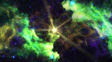 Yıldızlı derin uzay nebulası. Parlak ve canlı, çok renkli Starfield Sonsuz uzay arka planı nebula ve yıldızlarla dolu. Yıldız kümeleri, nebula dış uzay arkaplanı. 