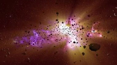 Yıldızlı derin uzay nebulası. Parlak ve canlı, çok renkli Starfield Sonsuz uzay arka planı nebula ve yıldızlarla dolu. Yıldız kümeleri, nebula dış uzay arkaplanı. 