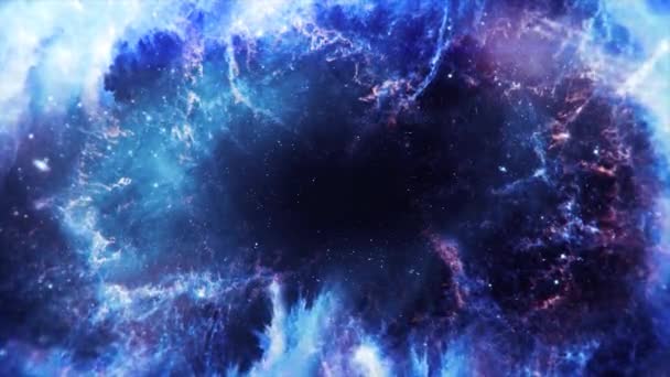Ciência Nebulosa Espacial Fundo Astronomia Voe Através Grandes Aglomerados Estrelas — Vídeo de Stock