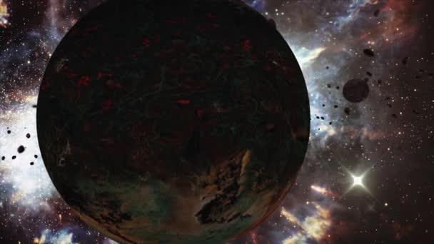 Fiktion Abstrakt Främmande Planet Yttre Rymden Planeter Utomjordisk Planetkonstnär Rymdfärdsloop — Stockvideo