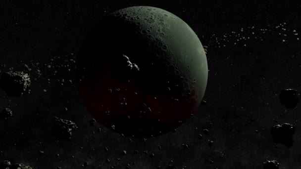 フィクションアブストラクトエイリアン惑星宇宙惑星 エイリアン惑星アーティストレンダリングします 宇宙旅行ループビデオ 3Dレンダリング 宇宙背景 星のある現実的なエイリアン惑星表面の回転のアニメーション — ストック動画