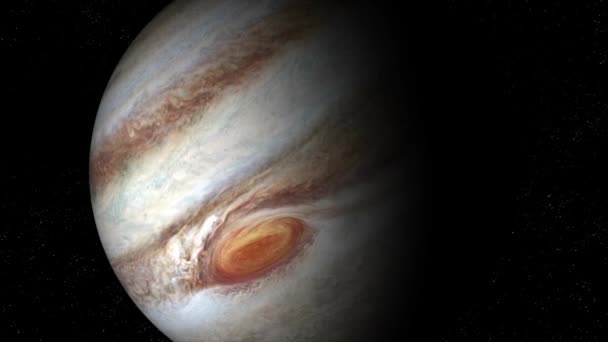 Planeta Jupiter Animația Lui Jupiter Văzută Din Spațiu Globul Învârte — Videoclip de stoc