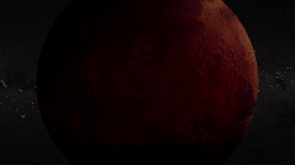 Planeta Marte Girando Espaço Sideral Viajando Para Planeta Vermelho Marte — Vídeo de Stock