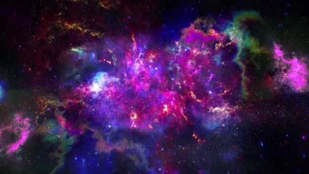 Διαστημικό Υπόβαθρο Ρεαλιστικό Νεφέλωμα Και Λαμπερά Αστέρια Σύμπαν Γεμάτο Αστέρια — Αρχείο Βίντεο