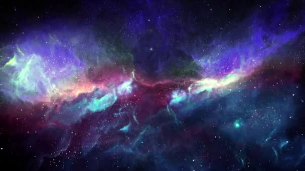 Διαστημικό Υπόβαθρο Ρεαλιστικό Νεφέλωμα Και Λαμπερά Αστέρια Σύμπαν Γεμάτο Αστέρια — Αρχείο Βίντεο