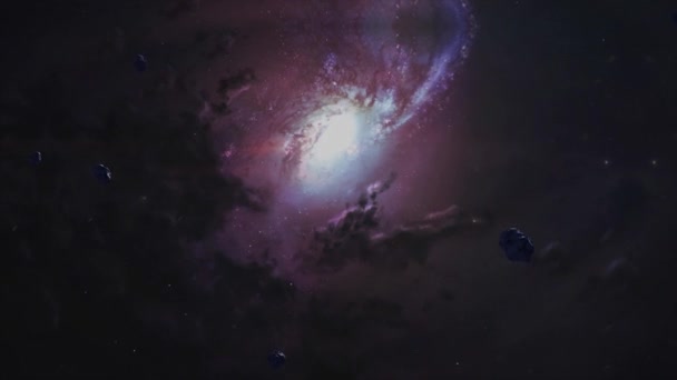 Nébuleuse Spatiale Profonde Avec Étoiles Lumineux Vibrant Multicolor Starfield Espace — Video