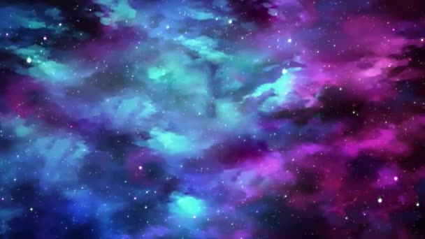 Nebuloasă Spaţială Adâncă Stele Strălucitoare Vibrantă Multicolor Starfield Spațiu Infinit — Videoclip de stoc