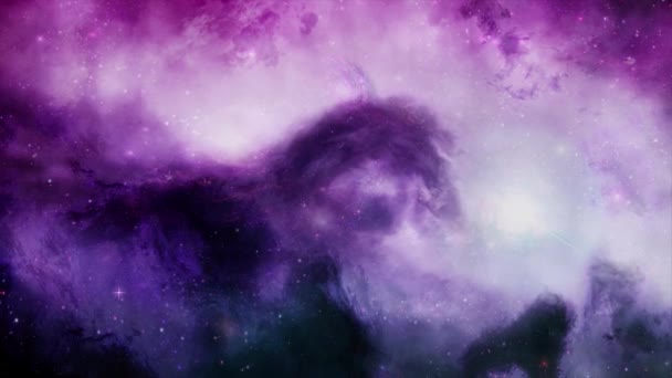 Nebulosa Del Espacio Profundo Con Estrellas Brillante Vibrante Multicolor Starfield — Vídeos de Stock