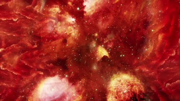 Nebulosa Del Espacio Profundo Con Estrellas Brillante Vibrante Multicolor Starfield — Vídeo de stock