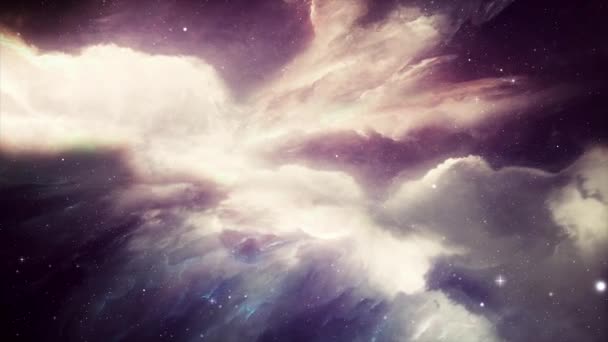 Nebulosa Espaço Profundo Com Estrelas Brilhante Vibrante Multicolor Starfield Infinito — Vídeo de Stock