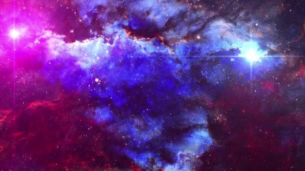 Глибока Космічна Туманність Зірками Яскравий Яскравий Мультиколор Starfield Нескінченний Космічний — стокове відео