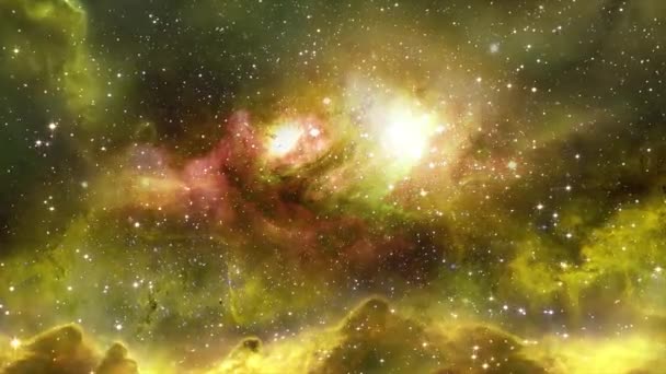 Yıldızlı Derin Uzay Nebulası Parlak Canlı Çok Renkli Starfield Sonsuz — Stok video