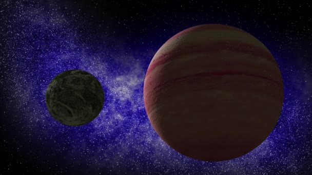 宇宙惑星だ エイリアン惑星アーティストレンダリングします 宇宙旅行ループビデオ 3Dレンダリング明るく活気のある多色の星のフィールド星雲や星と無限の宇宙空間の背景 星雲宇宙背景 — ストック動画