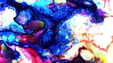 Renkli soyut psikedelik sıvı sıvı ışık gösterisi, su ve yağda mürekkep boya desenleri. Su yüzeyi akış arkaplanı, sıvı metaller kimyasal yağ materyalleri, parlak ipek saten doku arka plan.