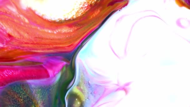 Красочные Абстрактные Психоделические Жидкостные Световые Шоу Рисунки Красок Воде Масле — стоковое видео