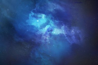 Nebula and galaxies and outer space background images. Starry sky with cosmic dust. Space star in the sky. Star clusters, Gas clouds, nebula, starfield, Glowing huge nebula with young stars. Space background. Artist rendered. blue