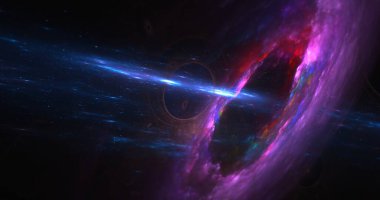 Kozmik tozla kaplı yıldızlı gökyüzü. Gökyüzündeki uzay yıldızı. Yıldız kümeleri, gaz bulutları, nebula, yıldız alanı, genç yıldızlarla parlayan devasa nebula. Uzay arkaplanı. Sanatçı oluşturuldu.