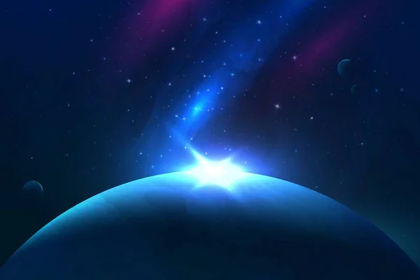 他の惑星 星雲と宇宙空間の青い惑星 — ストック写真