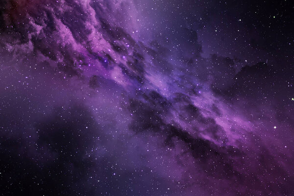 Nebula and galaxies and outer space background images. Starry sky with cosmic dust. Space star in the sky. Star clusters, Gas clouds, nebula, starfield, Glowing huge nebula with young stars. Space background. Artist rendered. purple