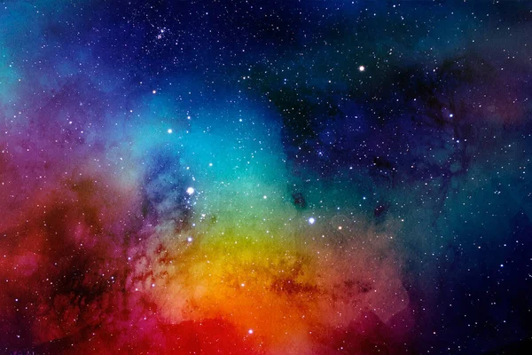 满天星尘的星空 天上的太空之星星团 明亮的巨大星云与年轻的恒星 空间背景 演艺人员 — 图库照片