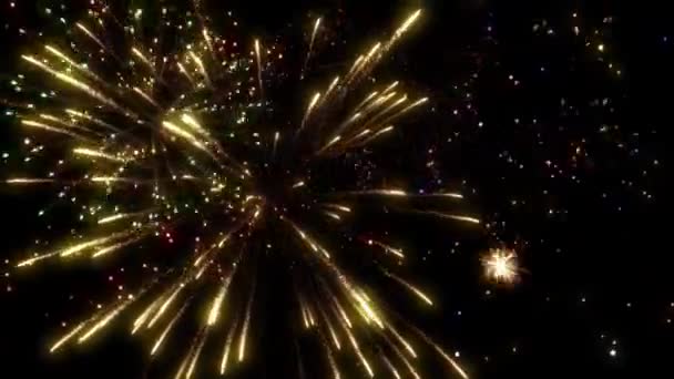 Helle Und Bunte Feuerwerk Hintergrund Overlay Glühendes Feuerwerk Silvesterfeuerwerk Lange — Stockvideo