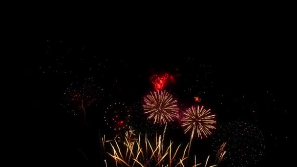 Bright Colorful Fireworks Background Overlay Glowing Fireworks Show New Year — 图库视频影像