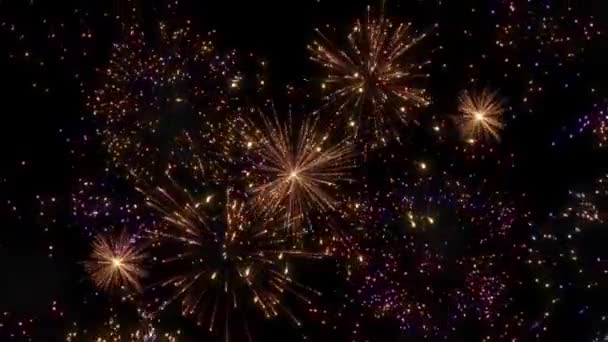 Bright Colorful Fireworks Background Overlay Glowing Fireworks Show New Year — Vídeo de Stock