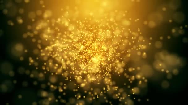 Guldstoft Bokeh Partikel Video Lyxiga Guldpartiklar Ger Bakgrundsvideo Partiklar Ljus — Stockvideo