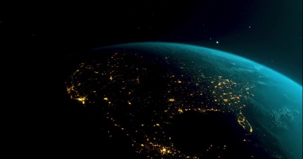 Föld Bolygó Űrből Gyönyörű Kilátás Nyílik Földre Föld Körüli Pályáról — Stock videók