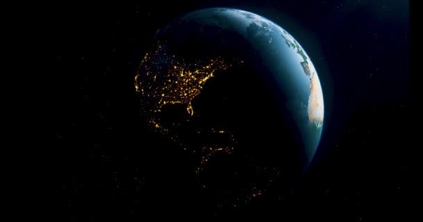 Planet Earth Space Beautiful View Earth Orbit Satellite Day Night — 图库视频影像
