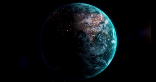 Beautiful View Earth Orbit Satellite Day Night Lights Earth Planet — стоковое видео