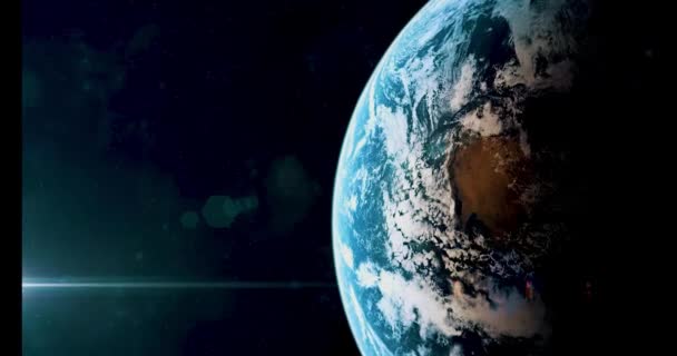 우주로부터의 위성에서 지구의 아름다운 모습을 수있다 지구를 비추는 애니메이션 — 비디오
