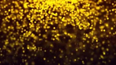 Yellow color Delightful soft light bokeh and particles visuals with shallow depth of field. Abstract background with animation of flying and flickering particles as bokeh of light.