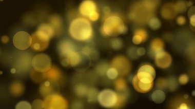 Yellow  color Delightful soft light bokeh and particles visuals with shallow depth of field. Abstract background with animation of flying and flickering particles as bokeh of light.