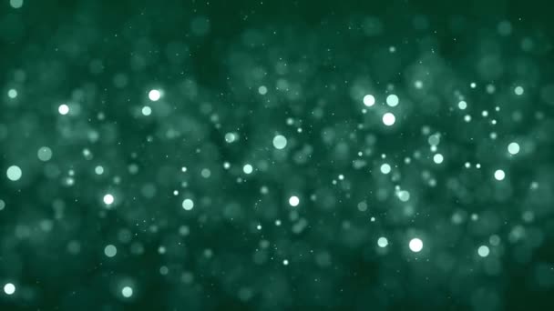 Green Color Delightful Soft Light Bokeh Particles Visuals Shallow Depth — Vídeos de Stock