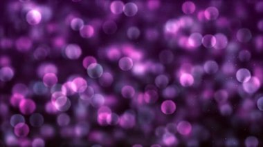 Violet color Delightful soft light bokeh and particles visuals with shallow depth of field. Abstract background with animation of flying and flickering particles as bokeh of light.