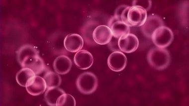 Abstract magenta bubble light bokeh background. Elegant, detailed, and delightful bokeh and particles visuals with shallow depth of field. Digitally created soap bubbles floating animation background.