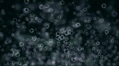 Abstract black  bubble light bokeh background. Elegant, detailed, and delightful bokeh and particles visuals with shallow depth of field. Digitally created soap bubbles floating animation background.