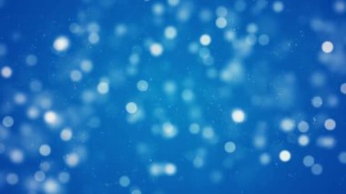 Blue color Delightful soft light bokeh and particles visuals with shallow depth of field. Abstract background with animation of flying and flickering particles as bokeh of light.