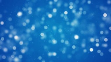 Blue color Delightful soft light bokeh and particles visuals with shallow depth of field. Abstract background with animation of flying and flickering particles as bokeh of light.