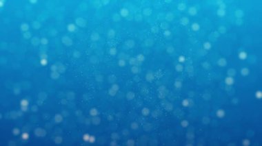 Blue color Delightful soft light bokeh and particles visuals with shallow depth of field. Abstract background with animation of flying and flickering particles as bokeh of light.