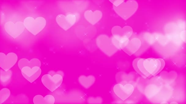 ハート粒子アニメーションの背景ビデオ ピンクの愛ハートボケキラキラ光る粒子の動きループの背景 ボケの祭り バレンタインデーのための心 誕生日 — ストック動画