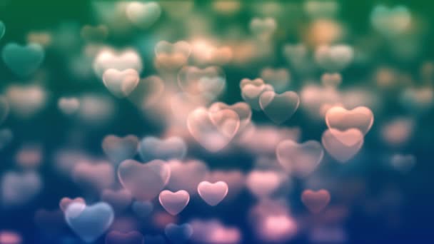 Heart Particle Animated Background Video Red Love Hearts Bokeh Sparkle — Vídeo de Stock