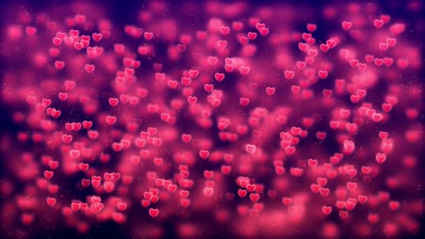 Heart Particle Animated Background Video Red Love Hearts Bokeh Sparkle — Vídeo de Stock
