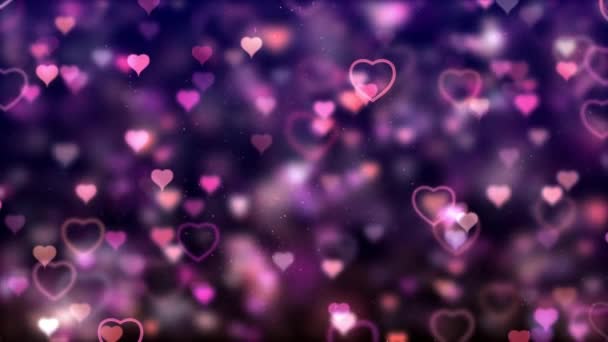Heart Particle Animated Background Video Pink Love Hearts Bokeh Sparkle — Vídeo de Stock