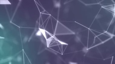 Soyut Plexus arkaplan animasyonu. Üç boyutlu soyut pleksus şekilleri. Bağlantı ve web konsepti. Dijital, iletişim ve noktalı teknoloji geçmişi. Döngü dizisi.