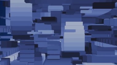 Mavi renk rastgele şeritleri düz arkaplan animasyonuna çeviriyor. Başlık, metin, video, animasyon ve sunum için soyut geometrik şekil dikdörtgen şeritler hareket grafikleri arkaplan animasyonu