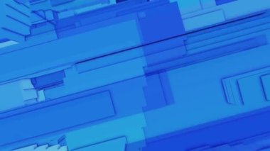 Mavi renk rastgele şeritleri düz arkaplan animasyonuna çeviriyor. Başlık, metin, video, animasyon ve sunum için soyut geometrik şekil dikdörtgen şeritler hareket grafikleri arkaplan animasyonu