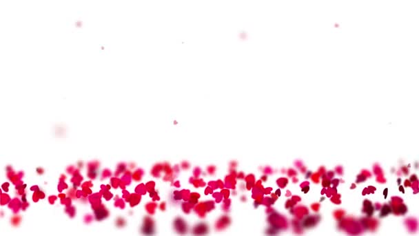 上昇と浮遊ハート粒子アニメーションの背景ビデオ 赤愛心ボケキラキラ光る粒子の動きループの背景 ボケの祭り バレンタインデーのための心 誕生日 — ストック動画